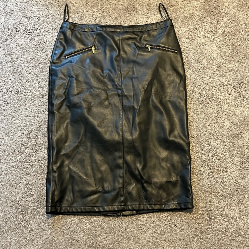 Long Tall Sally size 8 Black Faux Leather Pencil Skirt